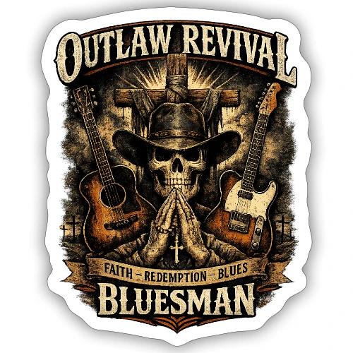 Christian Graphic T Shirt Faith in the Fire Outlaw - Sticker