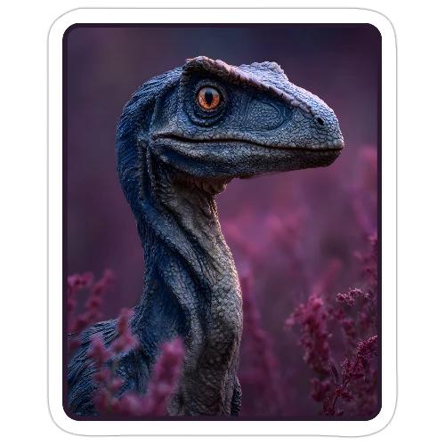 Blue Velociraptor Portrait Design - Sticker