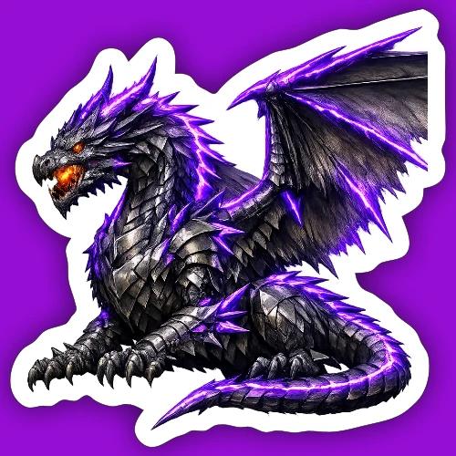 Neon Dragon at Rest - Sticker
