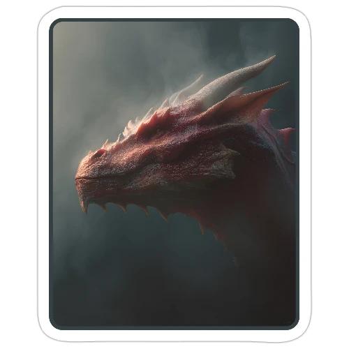Red Dragon Fog Portrait Design - Sticker