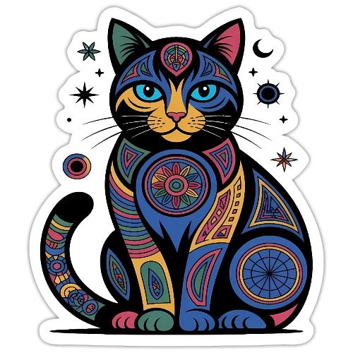 Vibrant Geometric Cat Mandala - Sticker