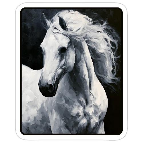 White Horse Oil Painting Design - Sticker