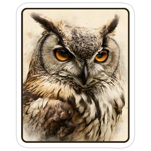 Great Horned Owl Watercolor Design - Sticker