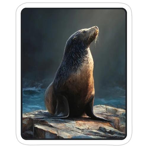 Fur Seal Artistic Shore Portrait Design - Sticker