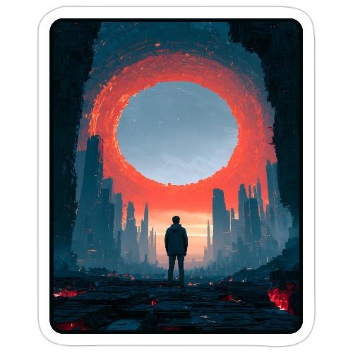 Cosmic Portal Future City Design - Sticker