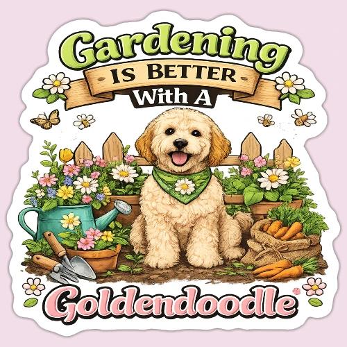 Gardening Is Better With A Goldendoodle - Sticker
