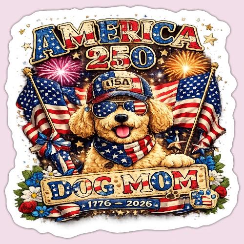 America 250 Dog Mom Patriotic Goldendoodle Shirt - Sticker