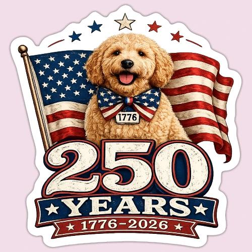 America 250 Dog Mom Goldendoodle - Sticker
