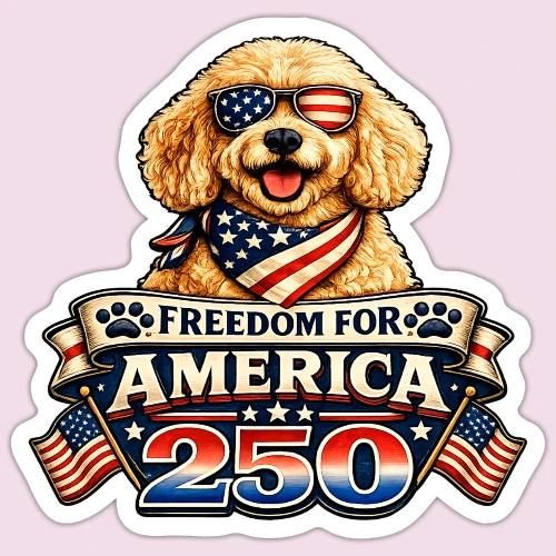 Freedom For America 250 Patriotic Goldendoodle - Sticker