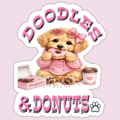 Doodles & Doughnut Cozy Dog Mom Design - Sticker