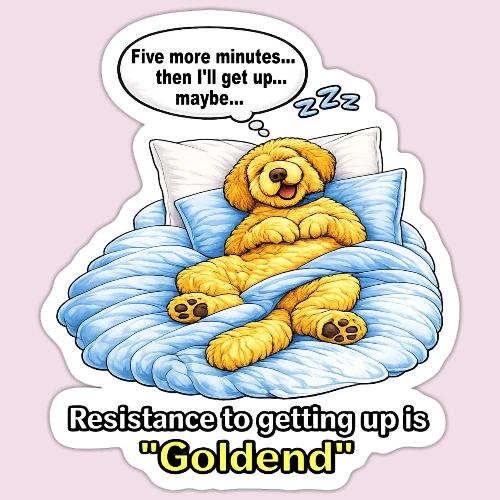 Funny Goldendoodle Sleeping design. - Sticker