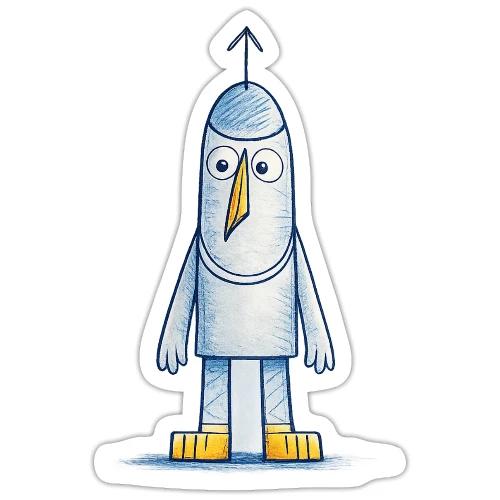 Funny Doodle Bird Character - Sticker