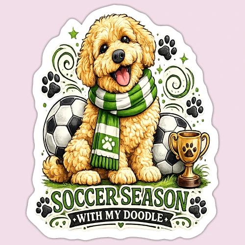 Soccer Season With My Doodle Goldendoodle Dog - Sticker