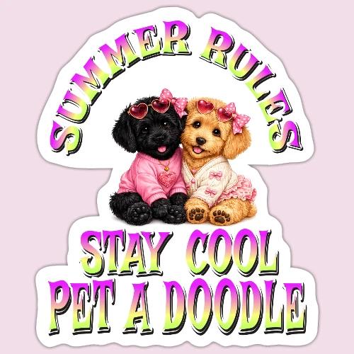 Summer Rules Stay Cool Pet A Doodle Cute Doodle - Sticker