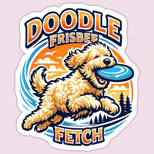 Doodle Frisbee Fetch | Goldendoodle Dog Lover - Sticker