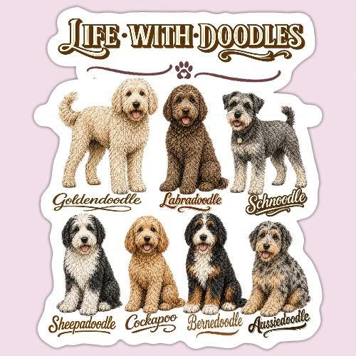 Life With Doodles | Vintage Doodle Breed - Sticker