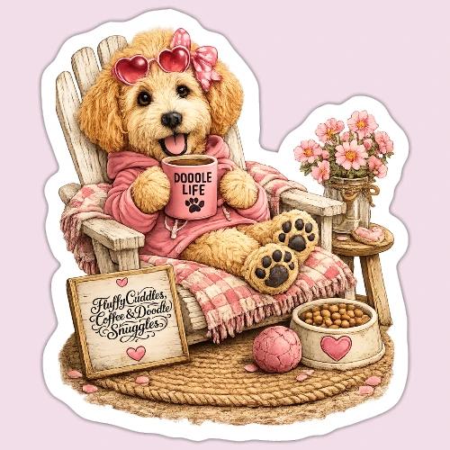Just Enjoying Life Doodle Dog - Sticker