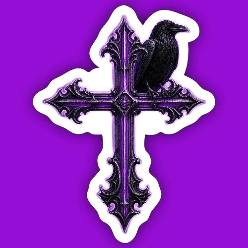 Gothix Raven Cross - Sticker