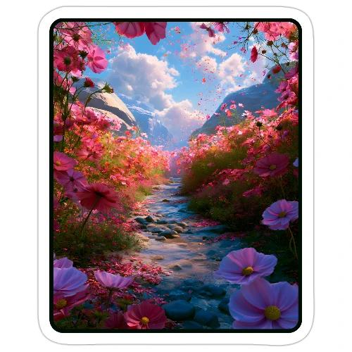 Dreamy Cosmos Valley Landscape Art - Sticker