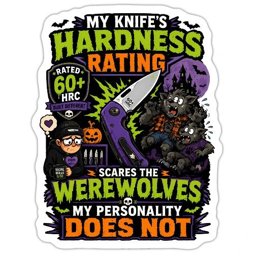 My Knife's Hardness Rating Scares the Werewolves - Sticker