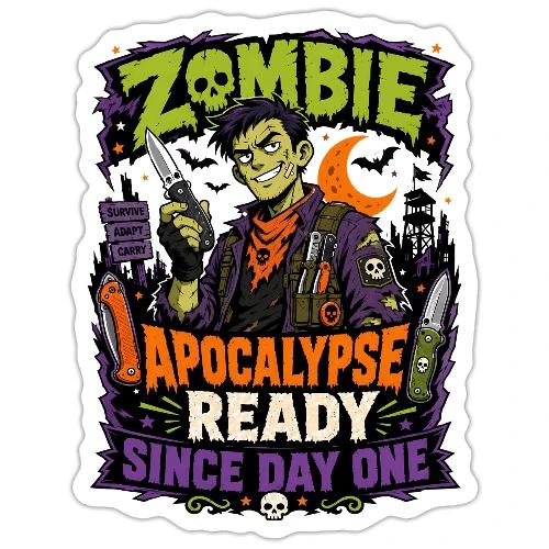 Zombie Apocalypse Ready Since Day One - Knife EDC - Sticker