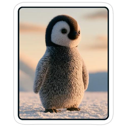 Cute Penguin Chick Sunrise Design - Sticker