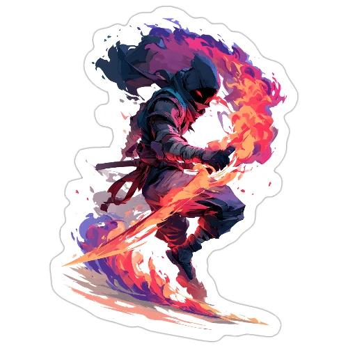 Flaming Ninja Warrior Fantasy Design - Sticker