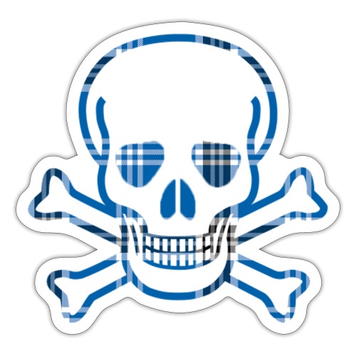 Skull & Cross Bones Blue Plaid - Sticker