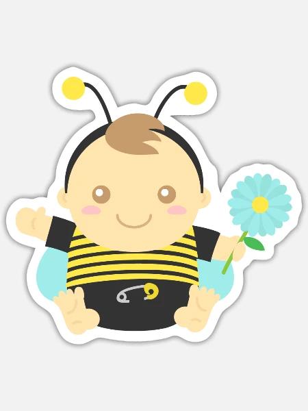 Cute Bumble Bee Baby Boy - Sticker - white matte