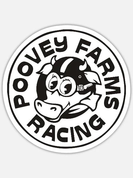 Poovey Farms Racing - Sticker - white matte