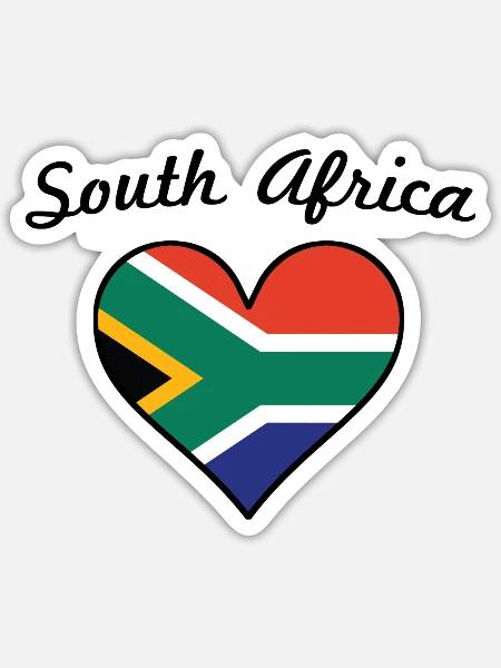 South Africa Flag Heart - Sticker - white matte