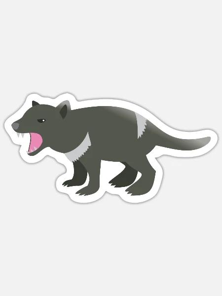 Growling standing Tassie devil (Tasmanian devil) - Sticker - white matte