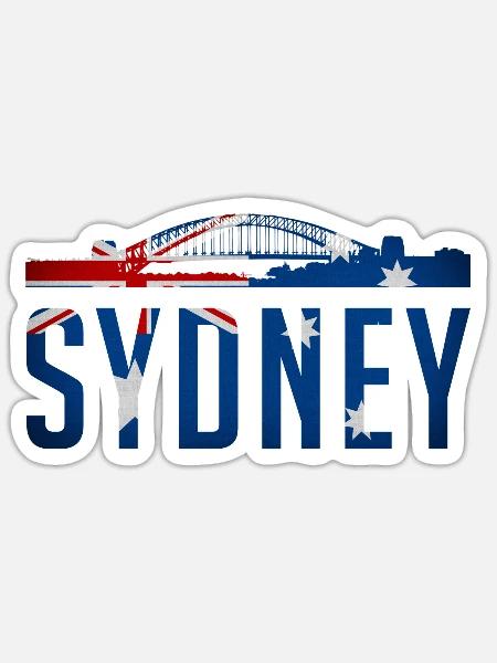 Sydney Australia city silhouette design - Sticker - white matte
