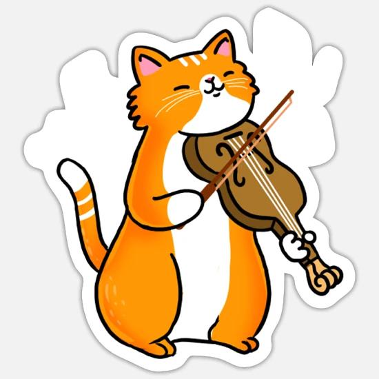 cat playing violin clipart