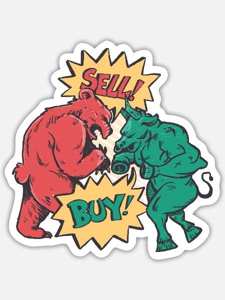 Buy Sell Stock Market Investment - Sticker - white matte