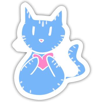 blue cat icon cartoon heart - Sticker - white matte - Front