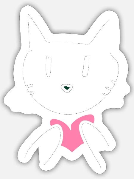 cat animal love heart - Sticker - white matte