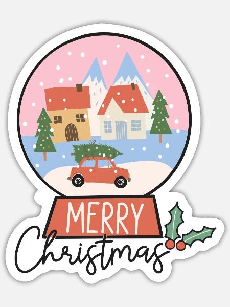 Merry Christmas Snow Globe - Sticker - white matte