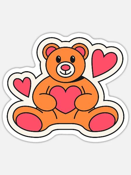 49 lovely teddy - Sticker - white matte
