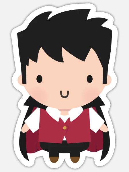 Cute Vampire Boy Halloween Costume - Sticker - white matte