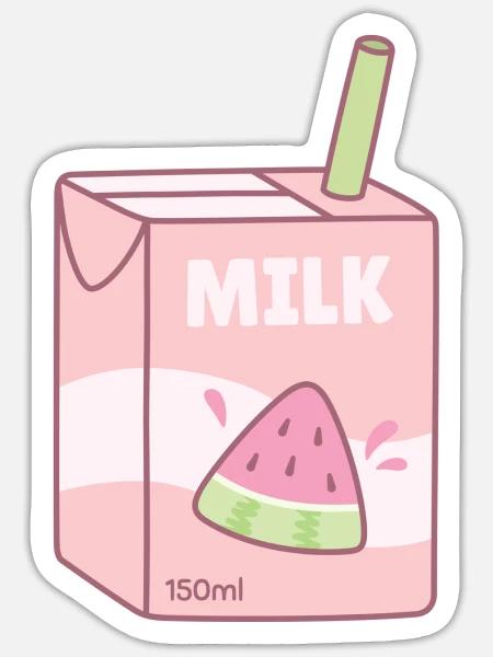 Cute Packet of Watermelon Milk - Sticker - white matte