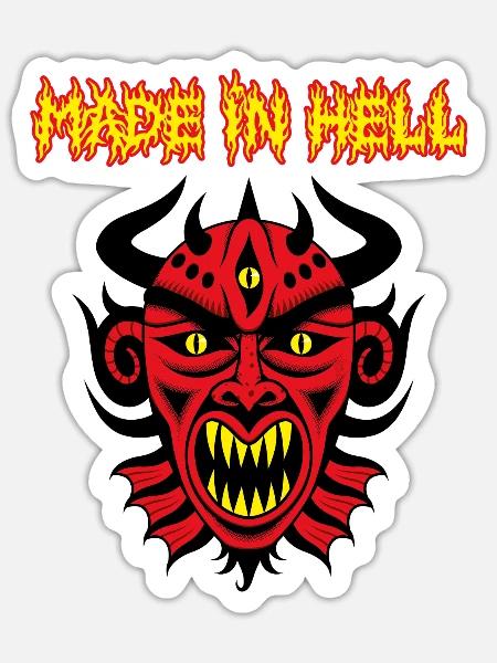 Demon Made In Hell - Sticker - white matte