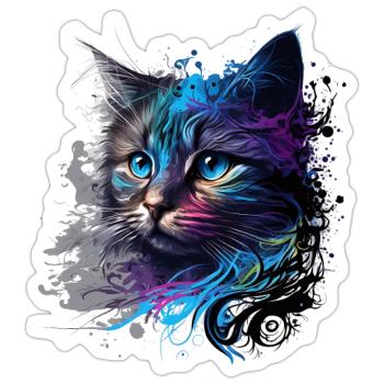 Cat design "Blue cat" - Sticker - white matte - Front