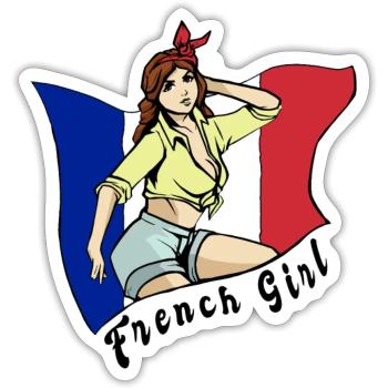 France girl flag design - Sticker - white matte - Front