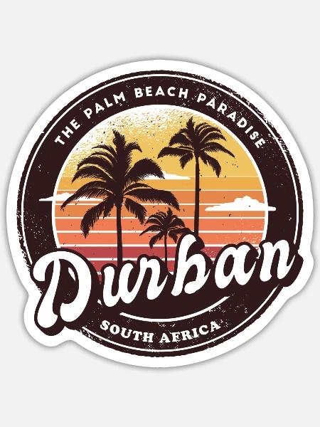 Durban South Africa palm design - Sticker - white matte