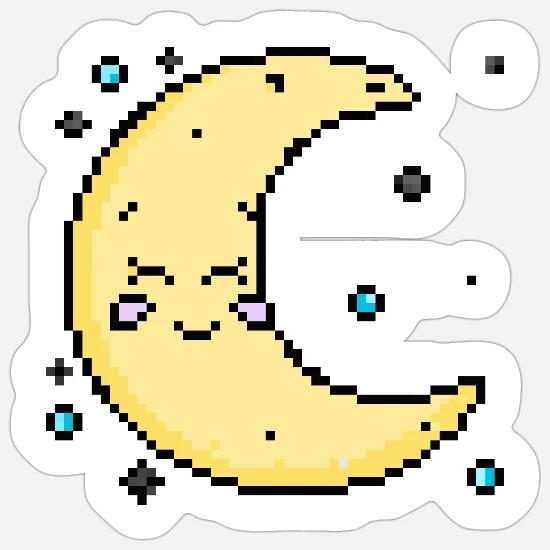 Pixel Moonlight Smile Cute Moon Face' Sticker | Spreadshirt