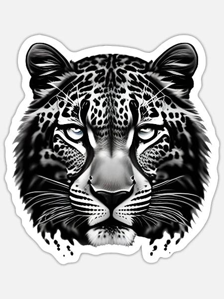 Black leopard - Sticker - white matte