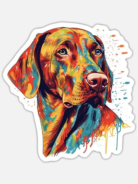 Colorful Vizsla art design - Sticker - white matte
