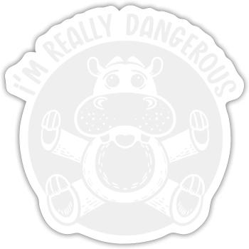 Danger Hippo Mono 1 - Sticker - white matte - Front