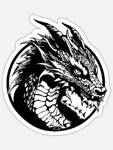 Dragon Mythical Fantasy Serpent - Sticker - white matte